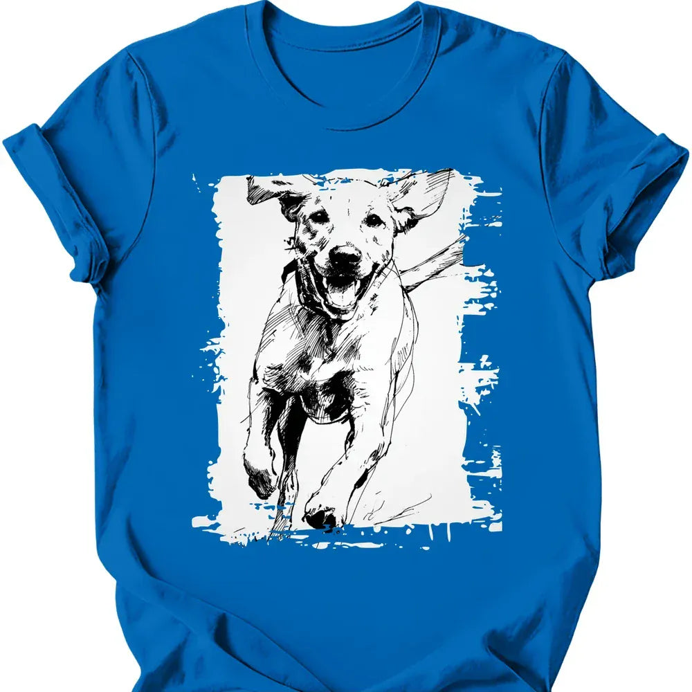 Labrador running dog tee royal