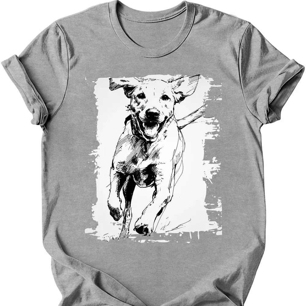 Labrador running dog tee sport grey