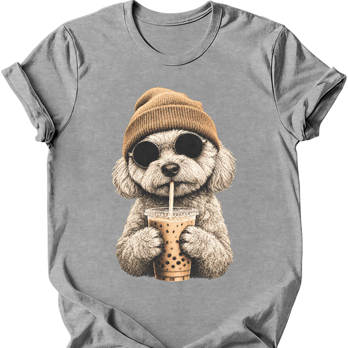 maltipoo hipster dog tee sport grey
