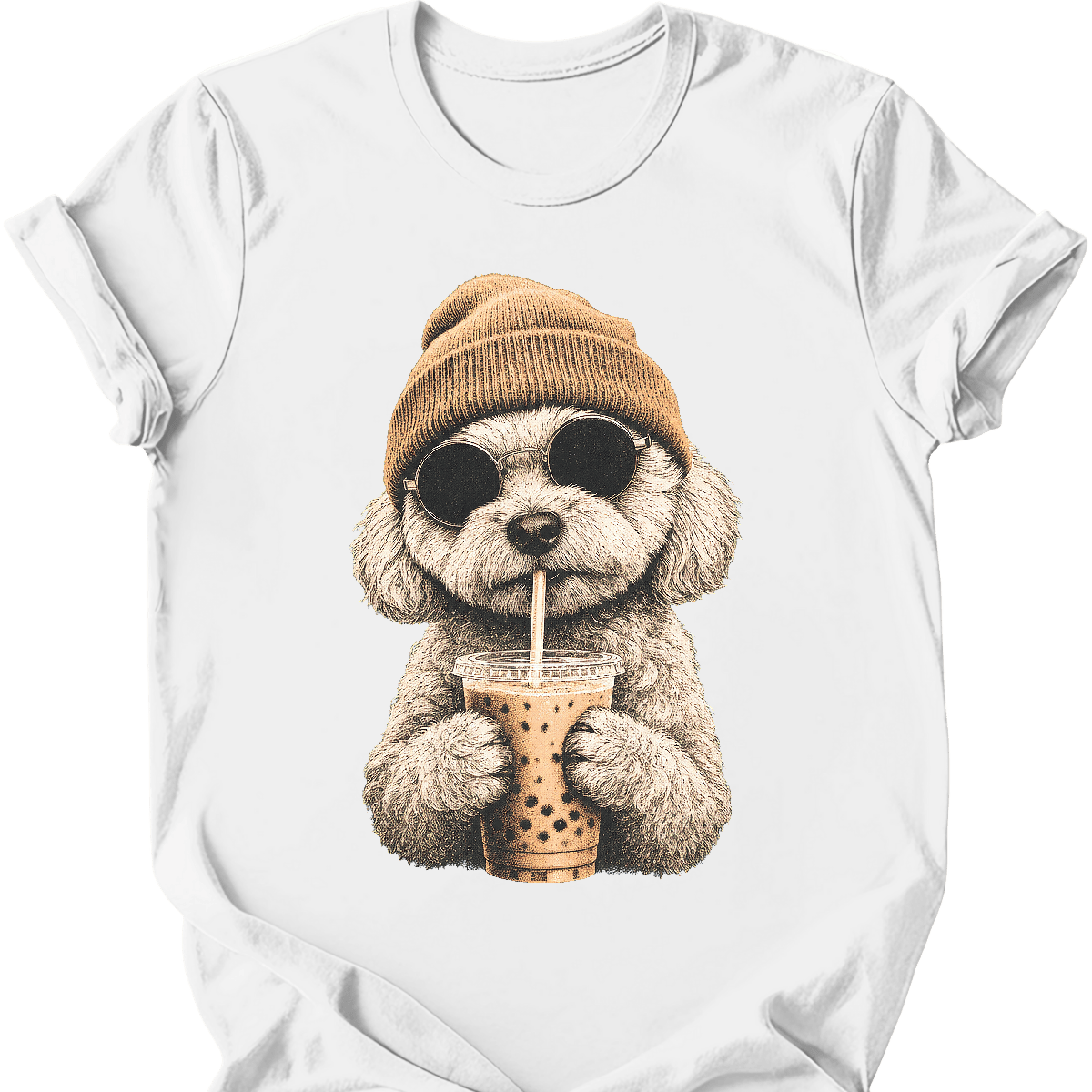maltipoo hipster dog tee white
