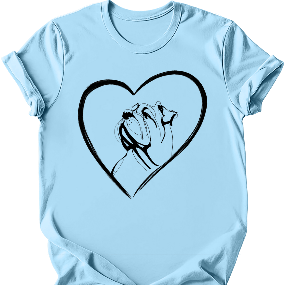 Mastiff heart dog tee light blue