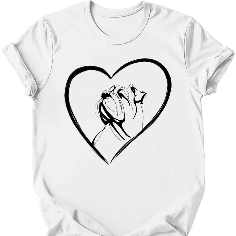Mastiff heart dog tee white