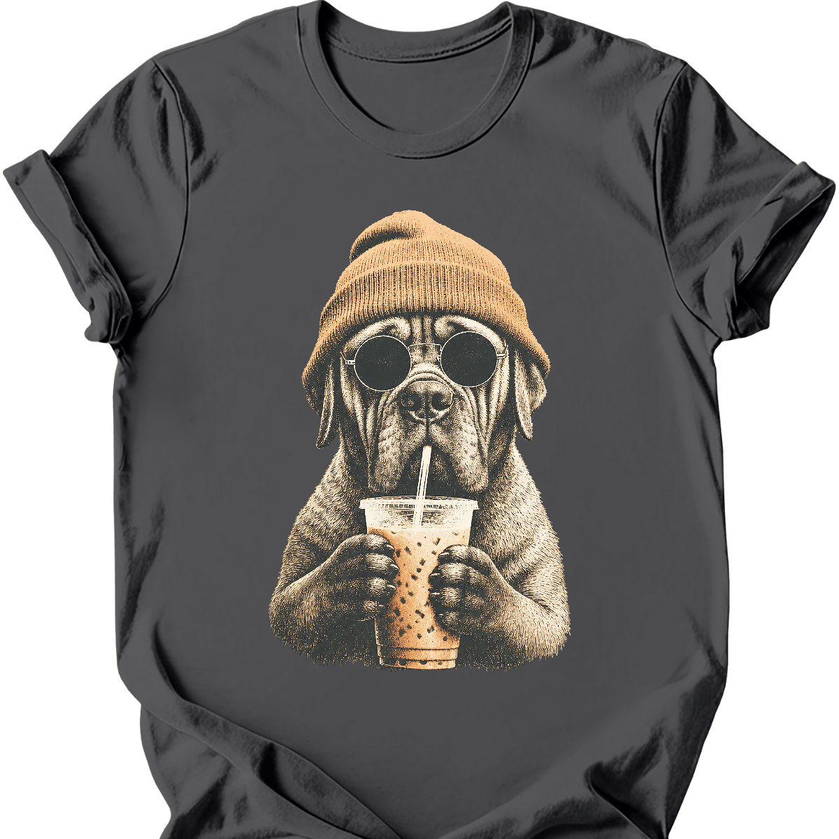 mastiff hipster dog tee charcoal