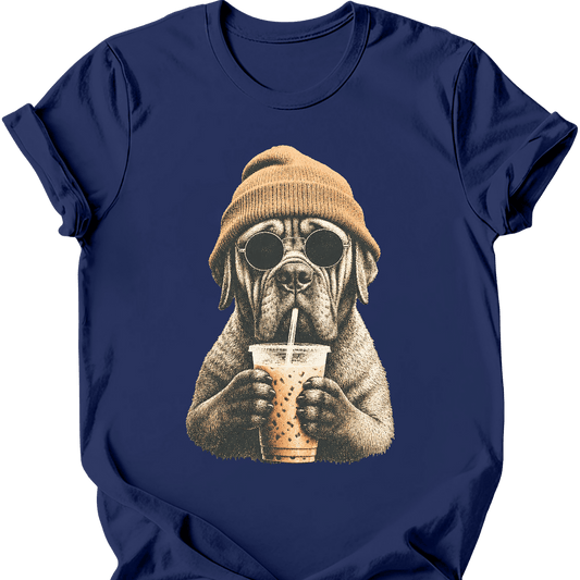 mastiff hipster dog tee navy