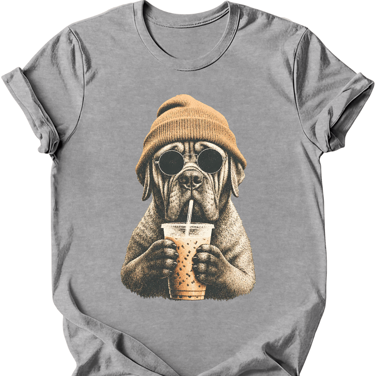 mastiff hipster dog tee sport grey