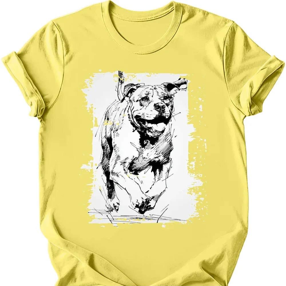 Mastiff running dog tee cornsilk