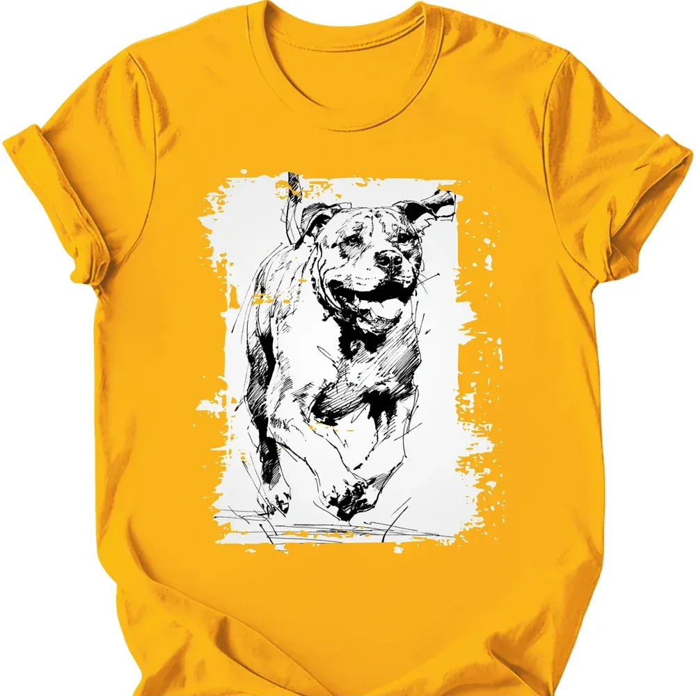 Mastiff running dog tee gold