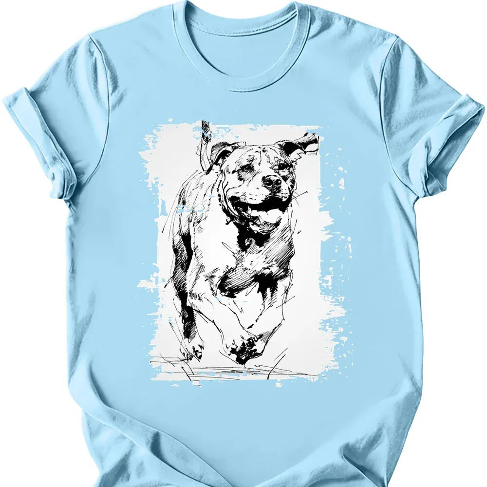 Mastiff running dog tee light blue
