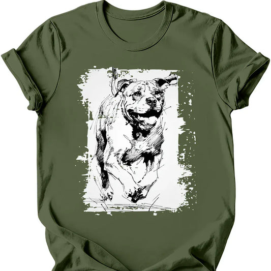 Mastiff running dog tee military green