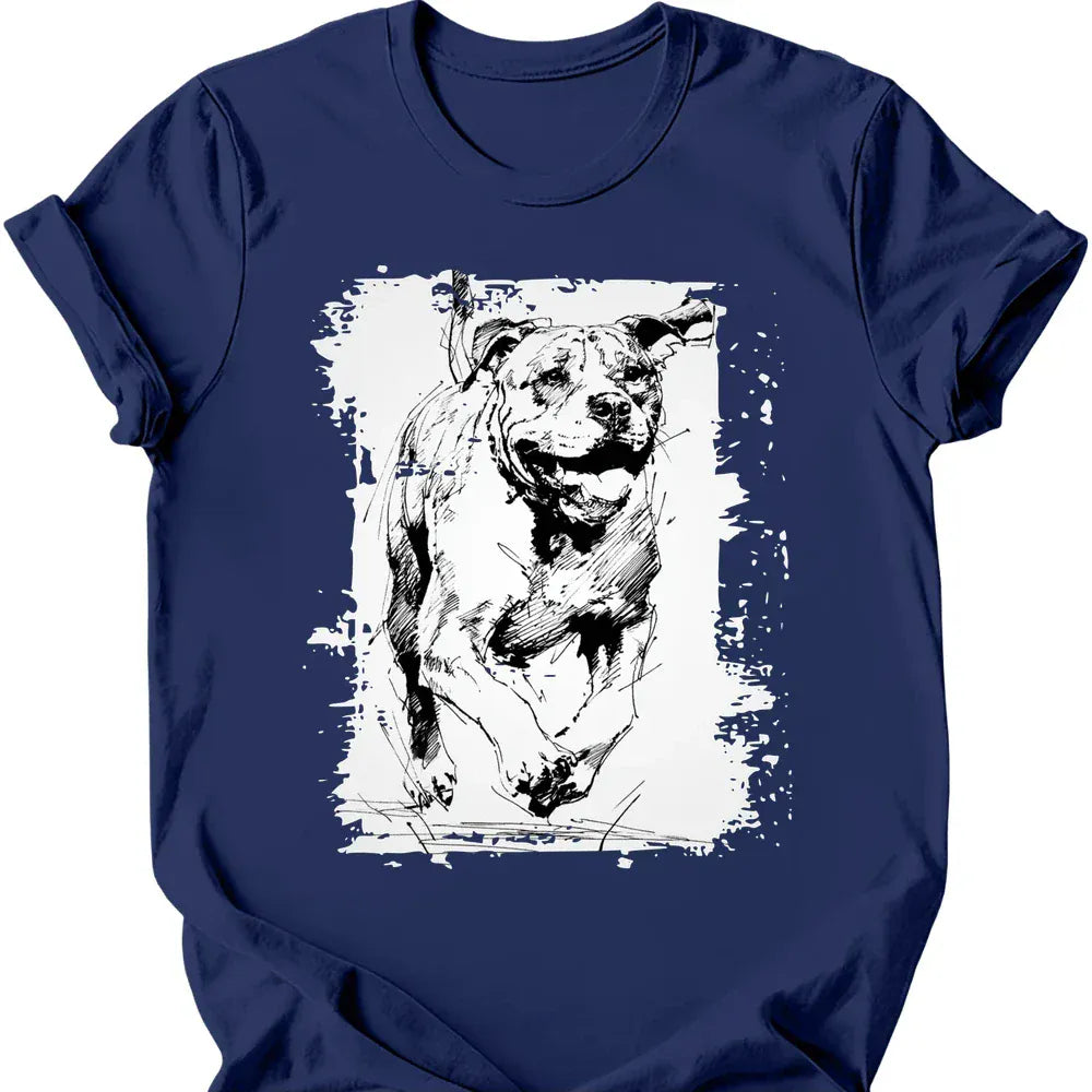 Mastiff running dog tee navy