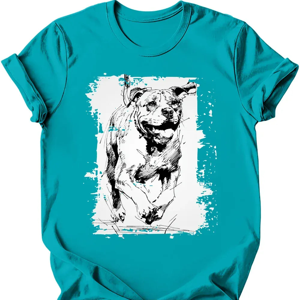 Mastiff running dog tee tropical blue