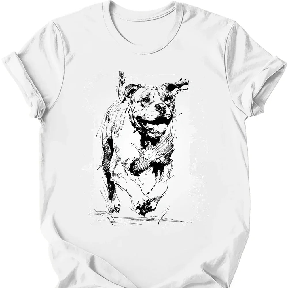 Mastiff running dog tee white
