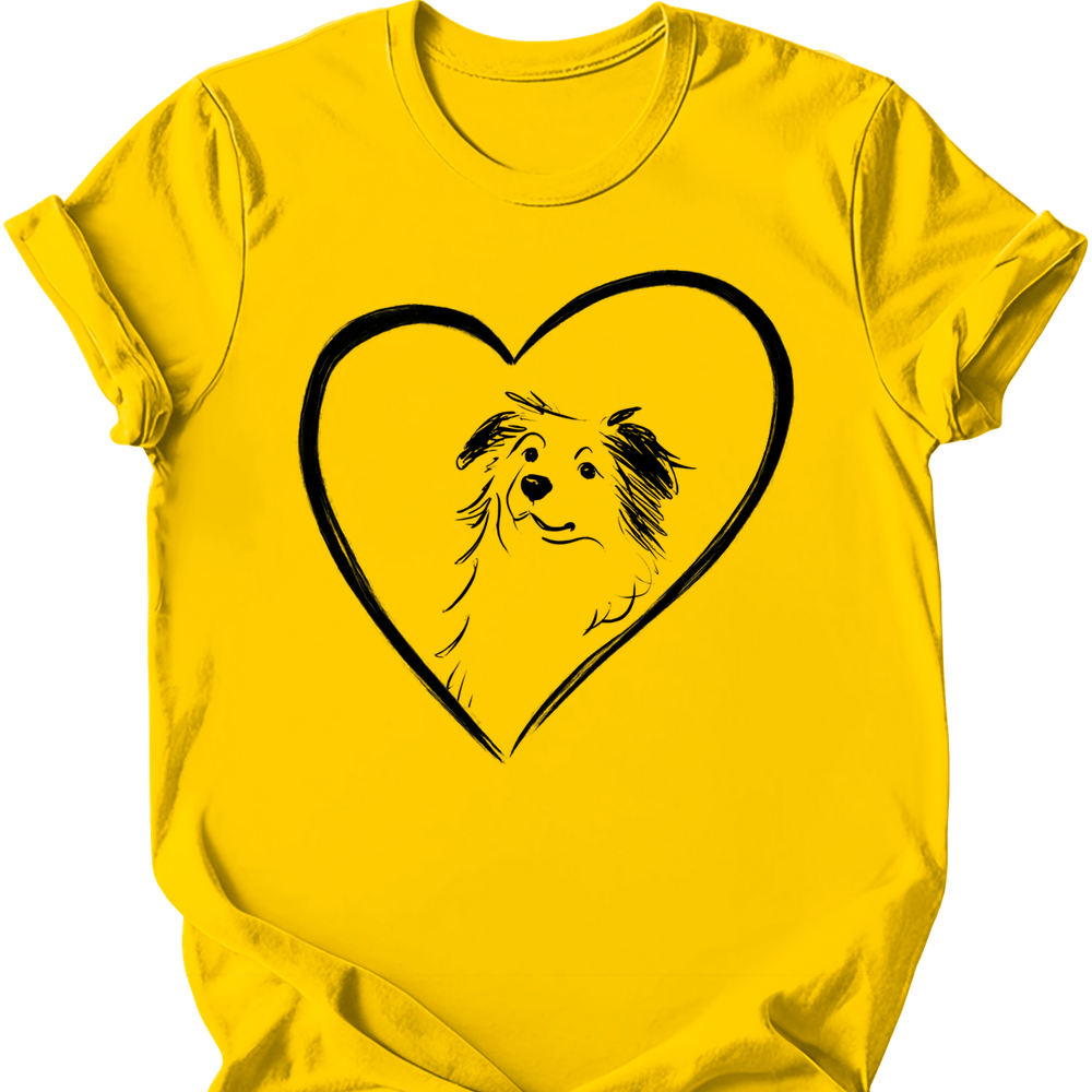 Miniature American Shepherd heart dog tee daisy