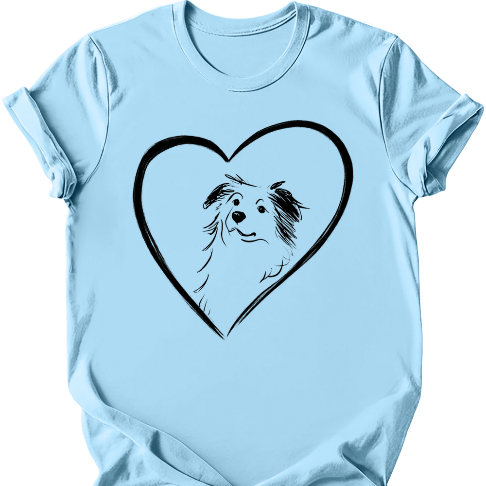 Miniature American Shepherd heart dog tee light blue
