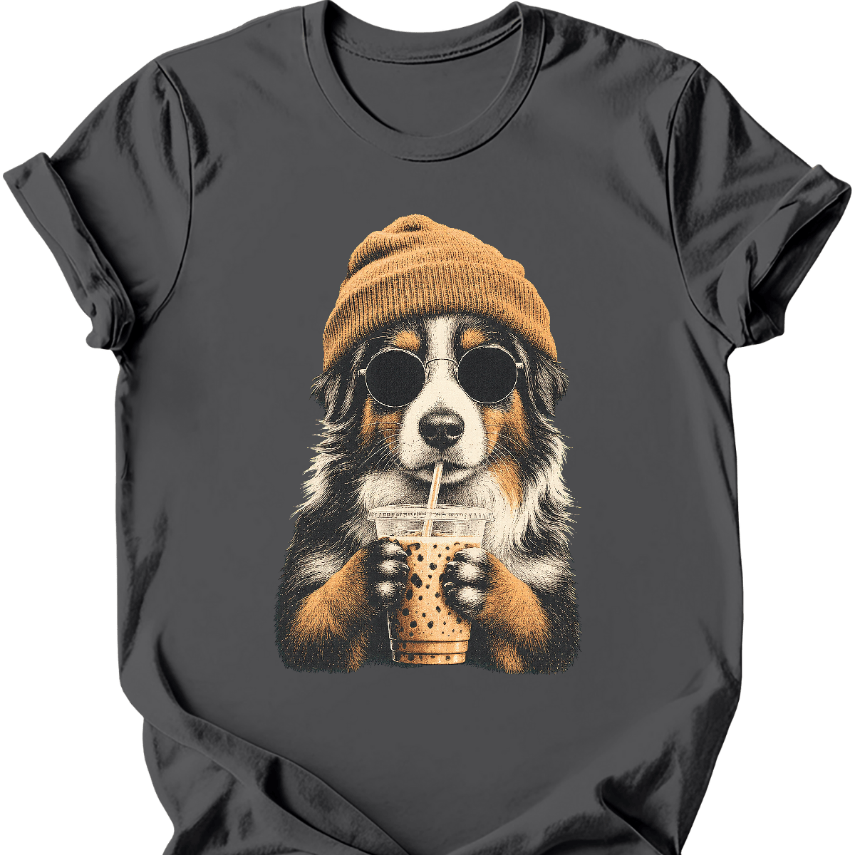 miniature american shepherd hipster dog tee charcoal
