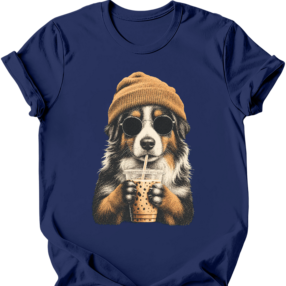 miniature american shepherd hipster dog tee navy
