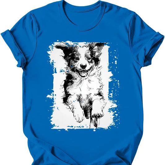 Miniature American Shepherd running dog tee royal