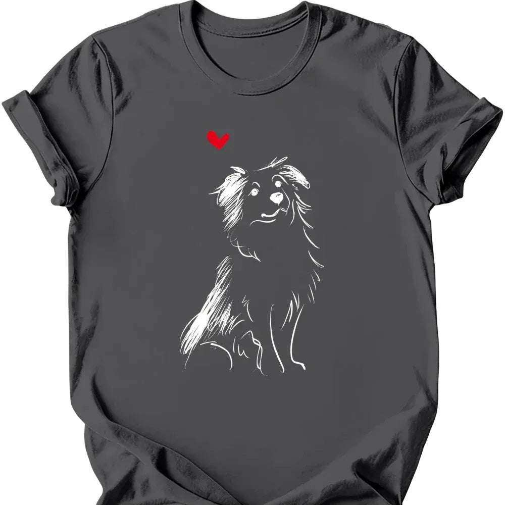 Miniature American Shepherd sketch tee charcoal