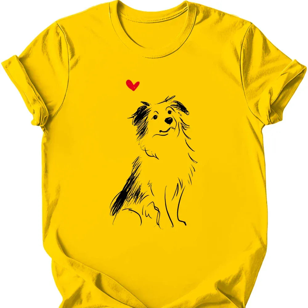 Miniature American Shepherd sketch tee daisy