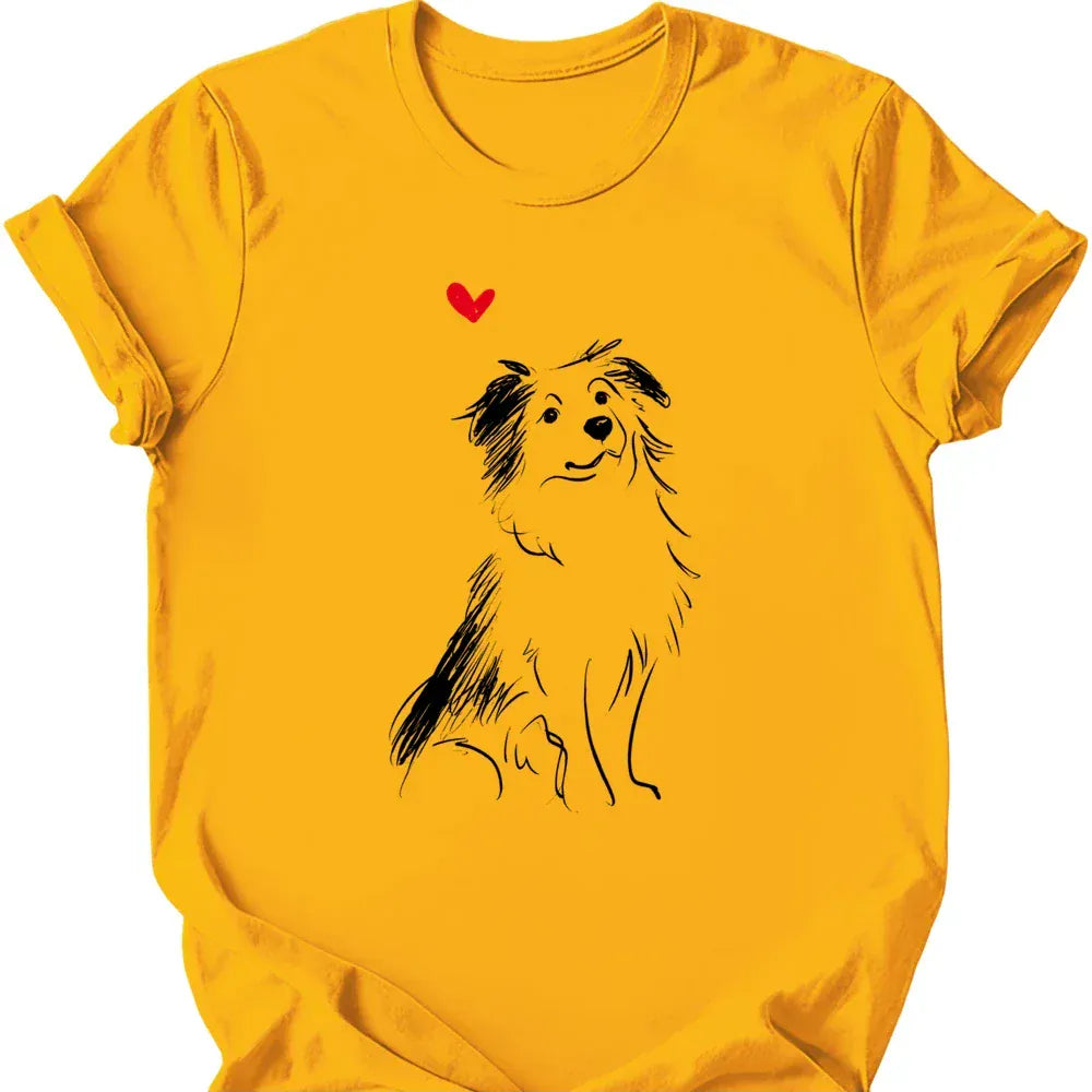 Miniature American Shepherd sketch tee gold