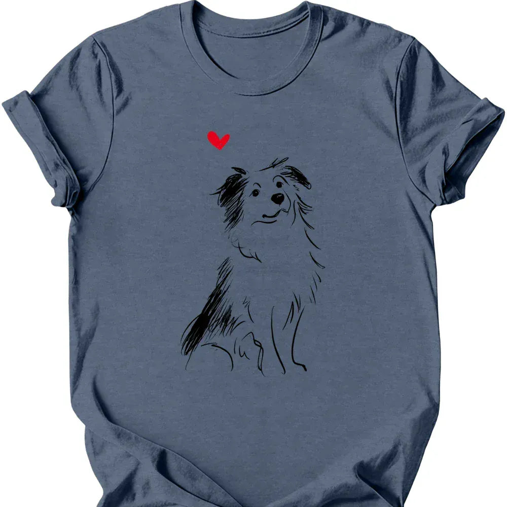 Miniature American Shepherd sketch tee heather indigo