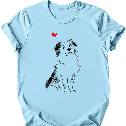 Miniature American Shepherd sketch tee light blue