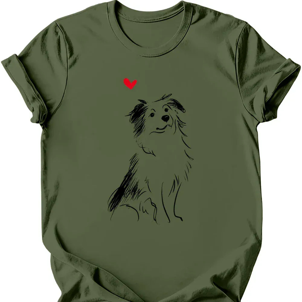 Miniature American Shepherd sketch tee military green
