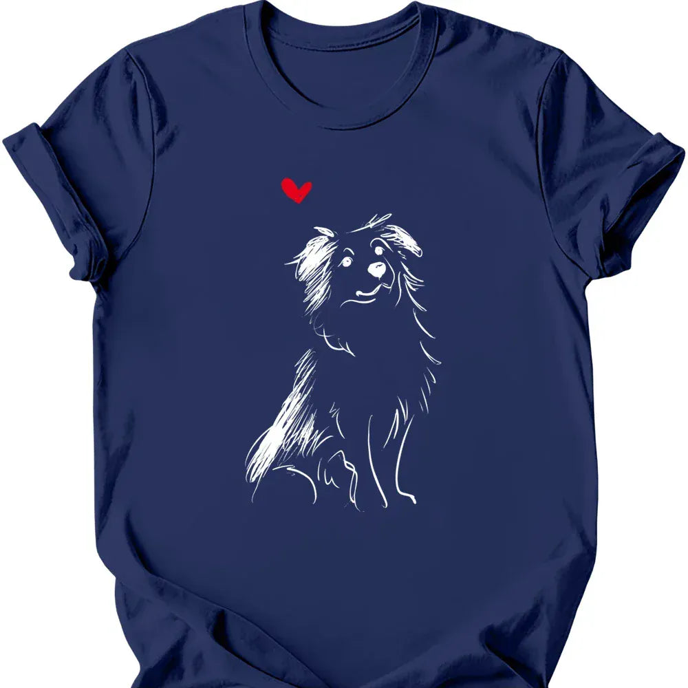 Miniature American Shepherd sketch tee navy