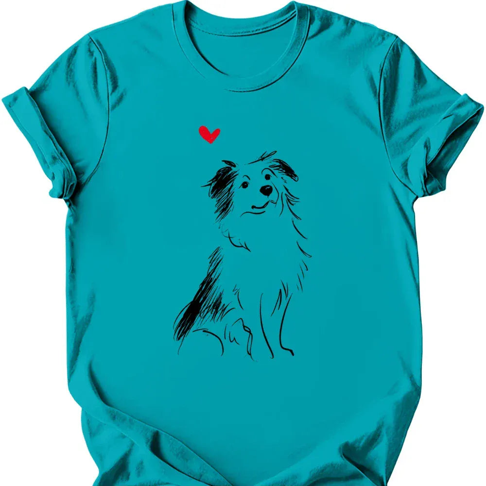 Miniature American Shepherd sketch tee tropical blue