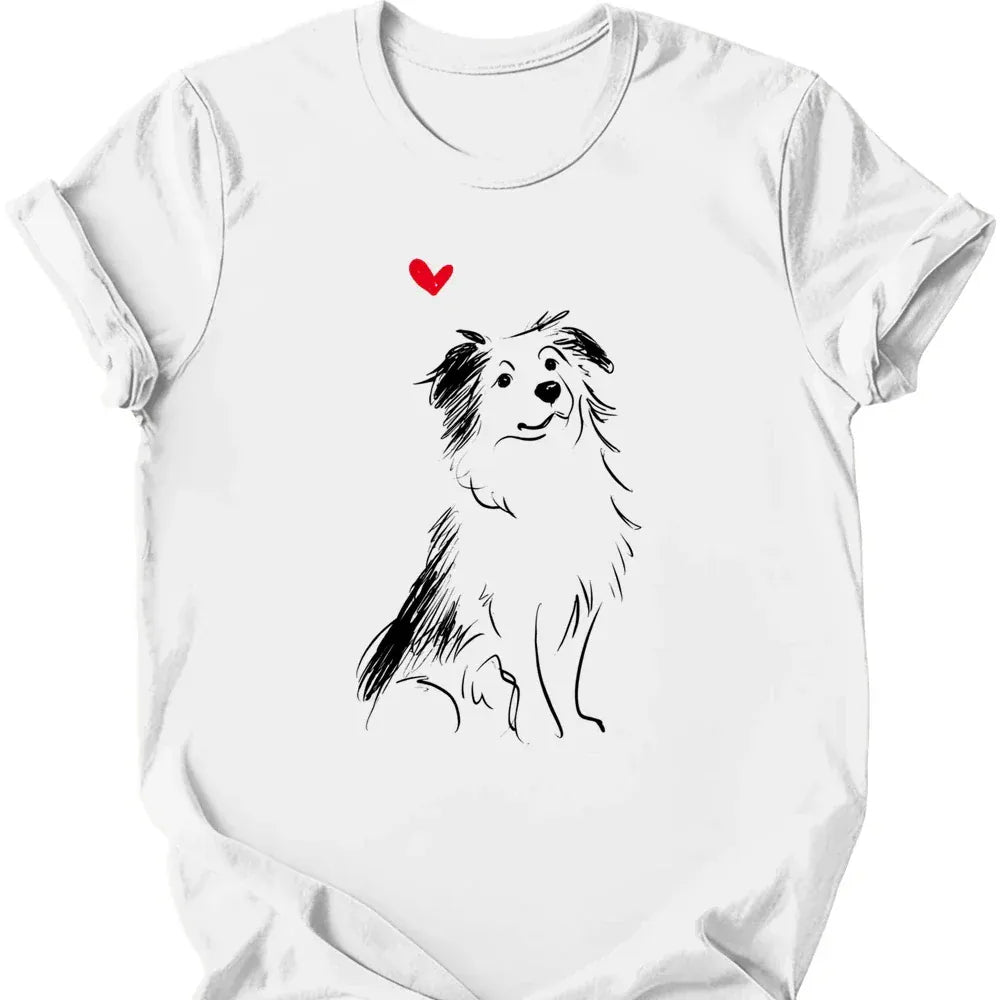 Miniature American Shepherd sketch tee white