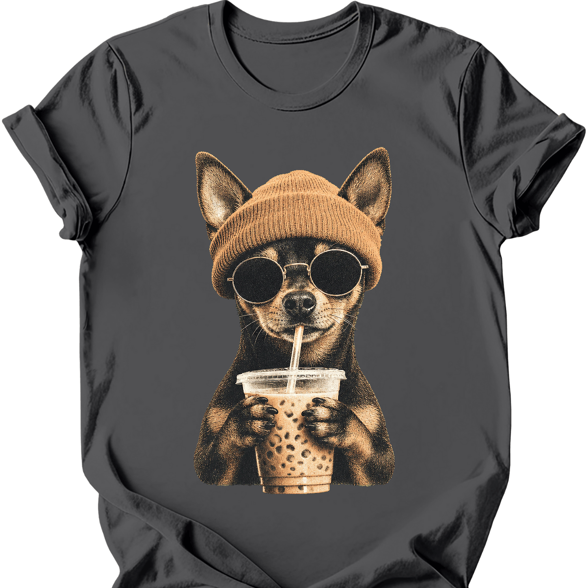 miniature pinscher hipster dog tee charcoal