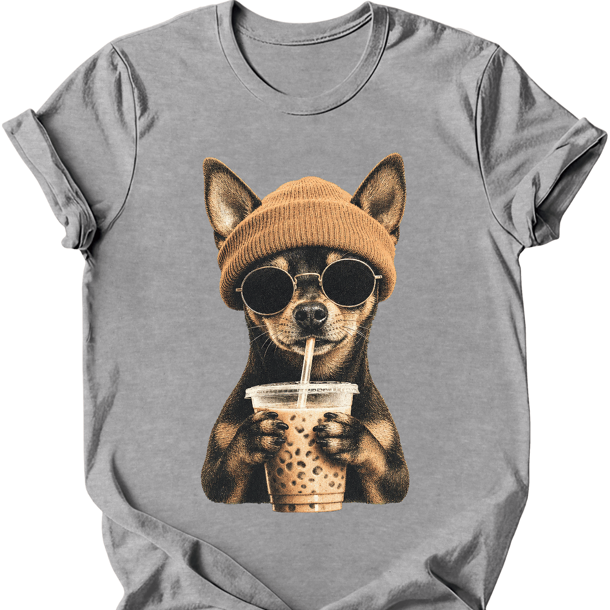 miniature pinscher hipster dog tee sport grey