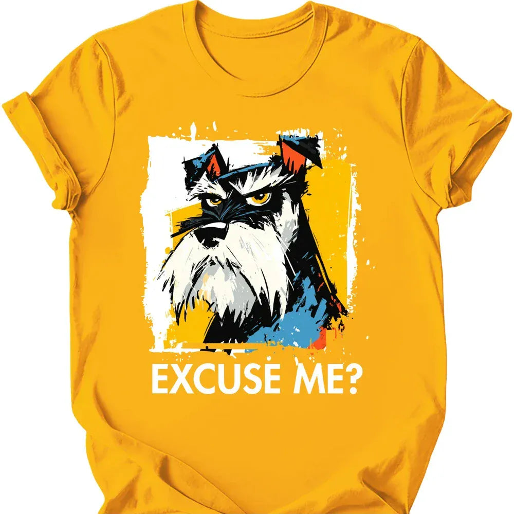 Miniature Schnauzer excuse me tee gold