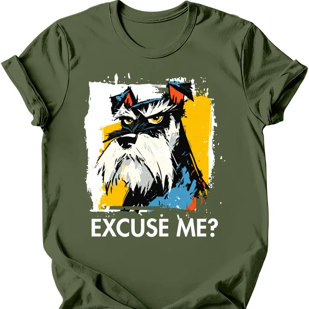 Miniature Schnauzer excuse me tee military green