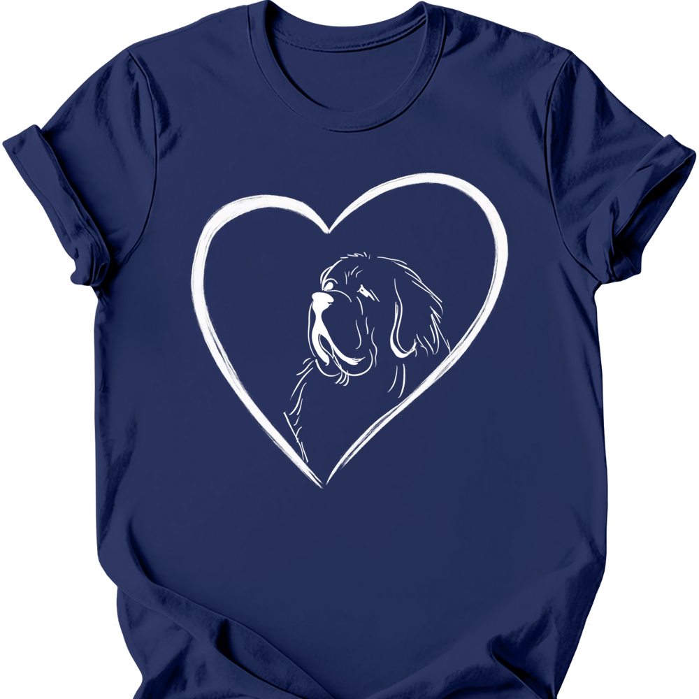 Newfoundland heart dog tee navy