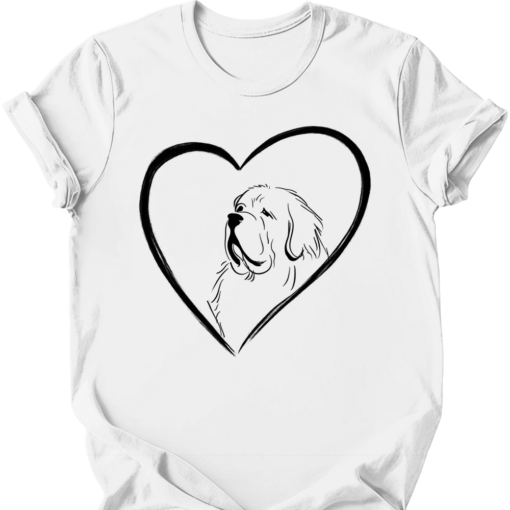 Newfoundland heart dog tee white