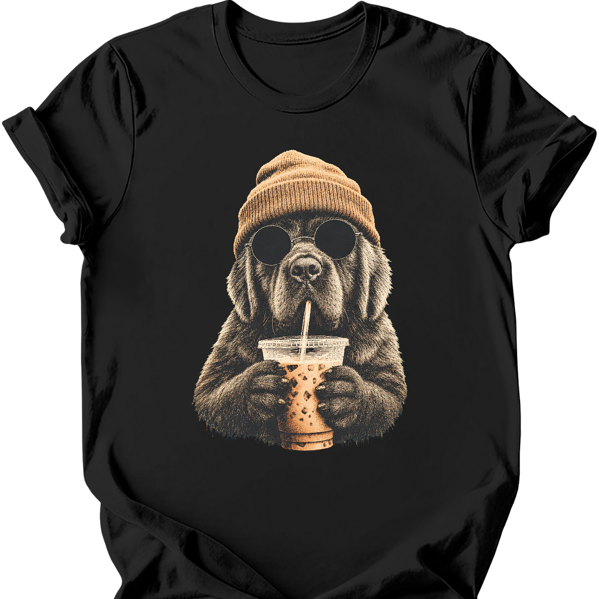 newfoundland hipster dog tee black