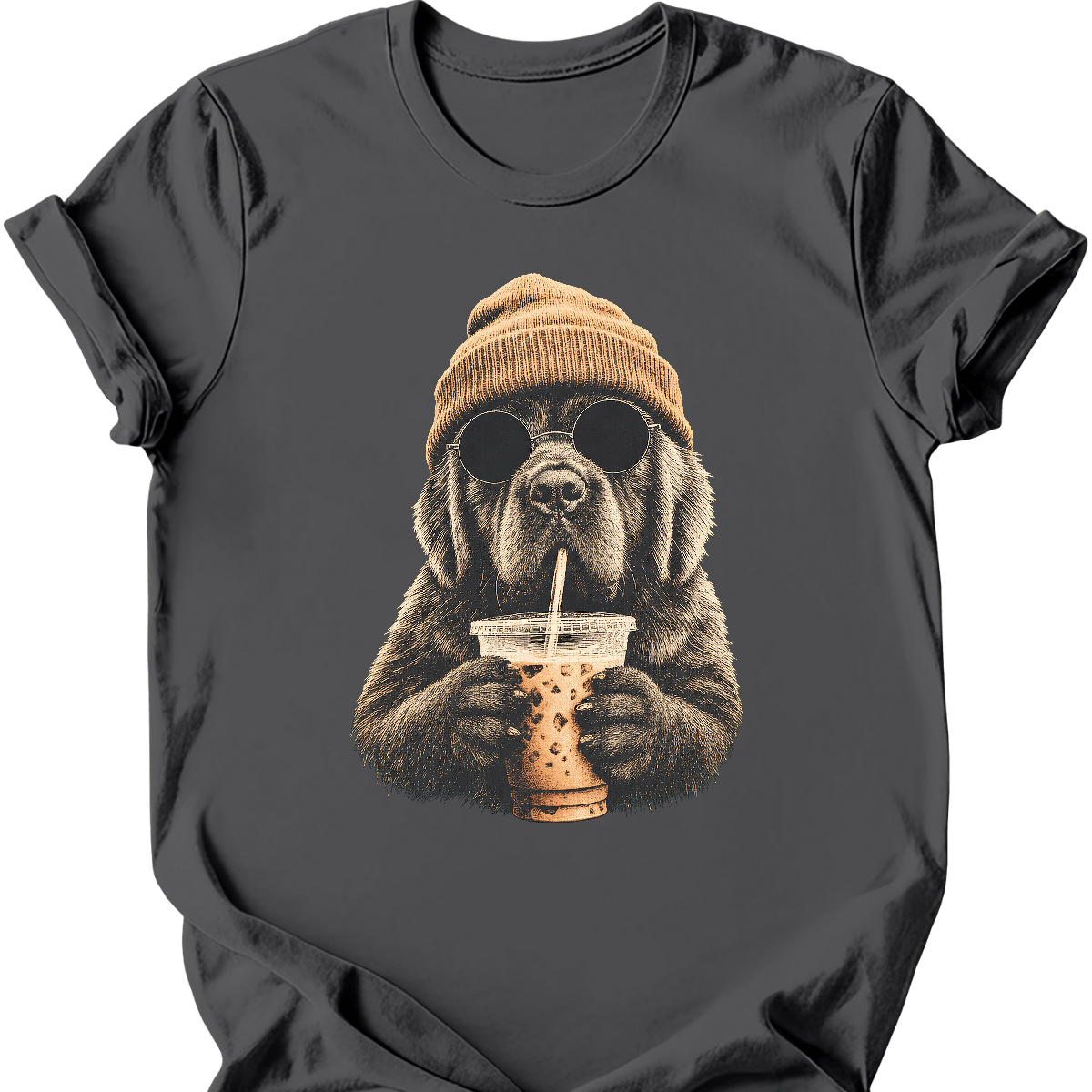 newfoundland hipster dog tee charcoal