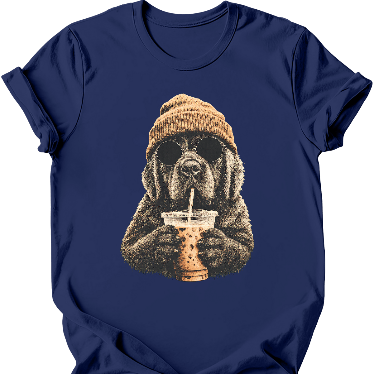 newfoundland hipster dog tee navy