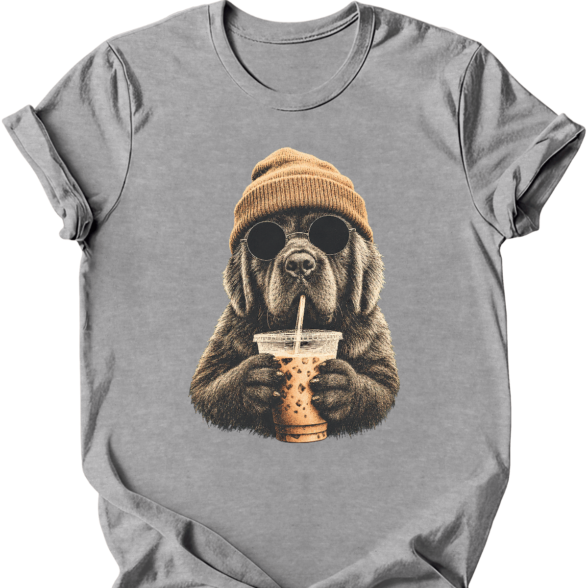 newfoundland hipster dog tee sport grey