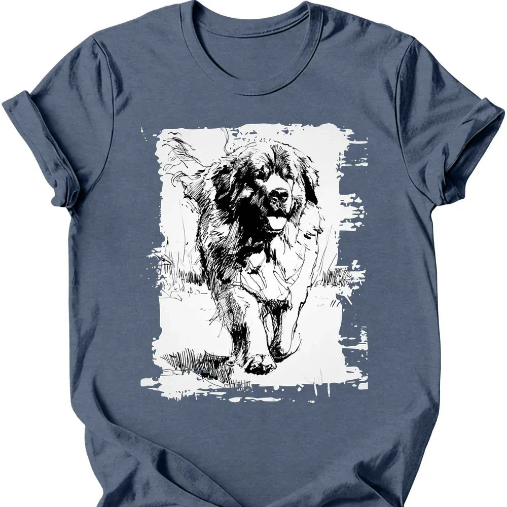 Newfoundland running dog tee heather indigo