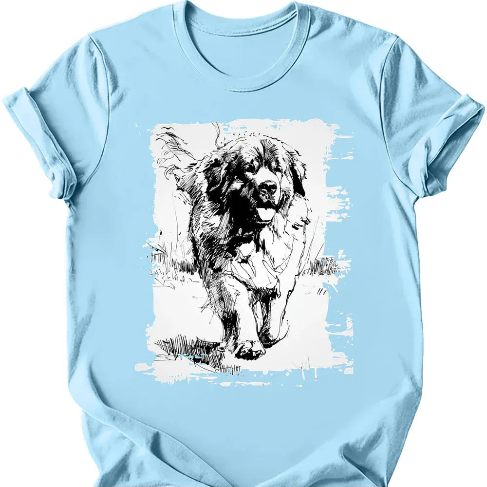 Newfoundland running dog tee light blue