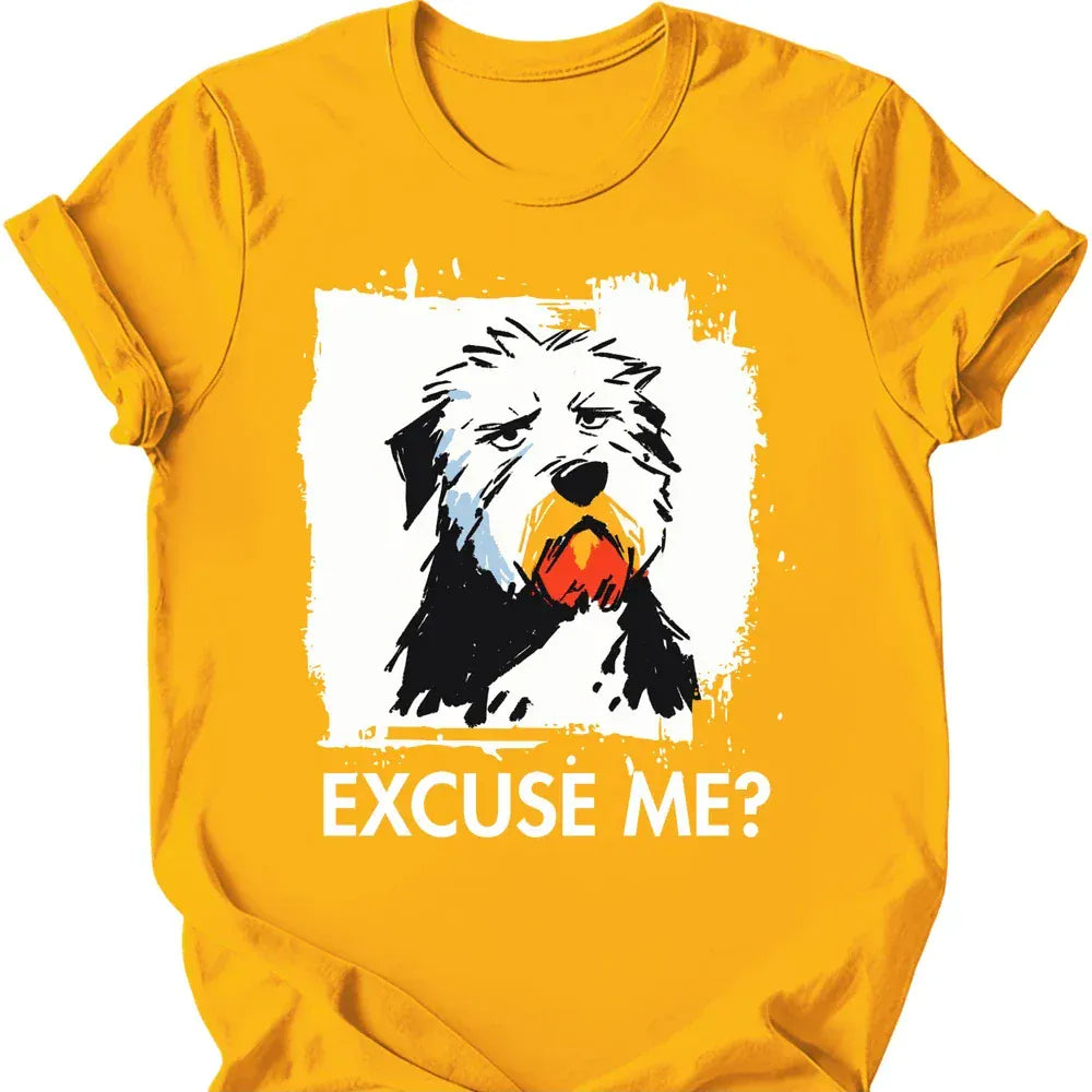Old English Sheepdog excuse me tee gold