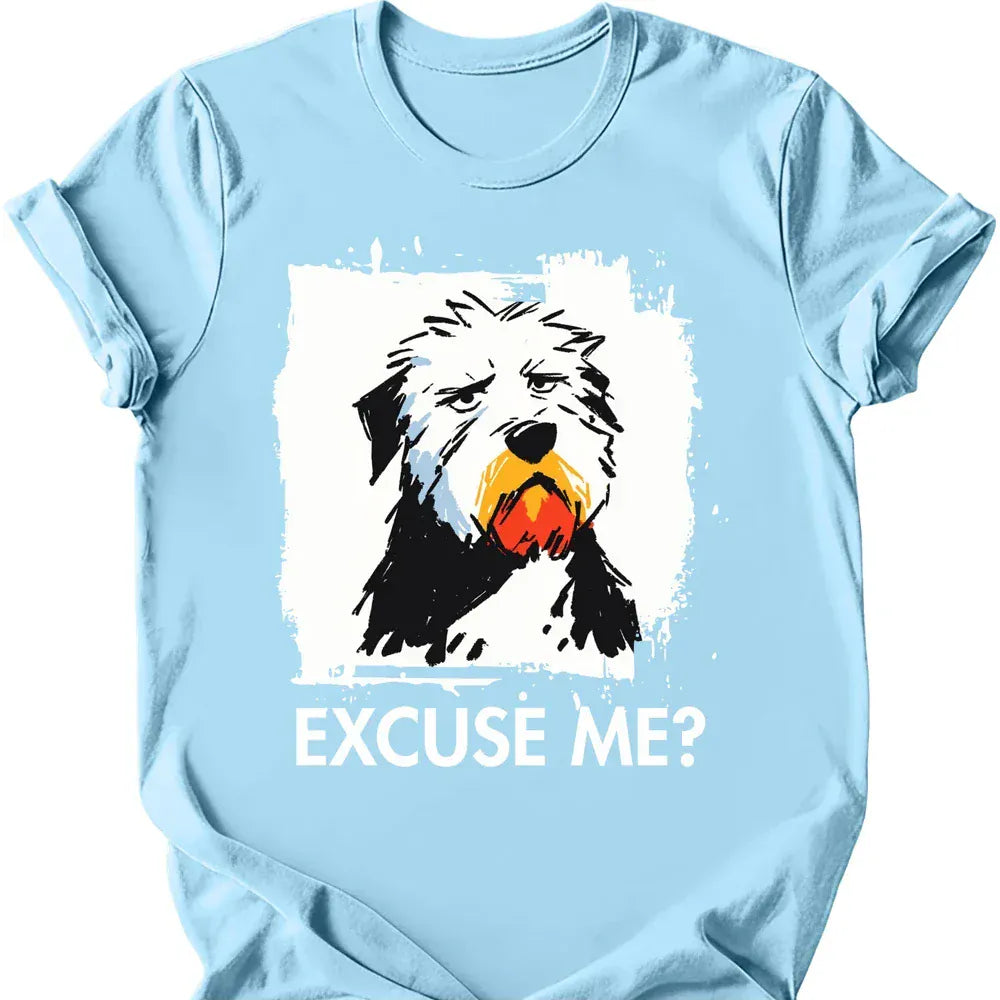 Old English Sheepdog excuse me tee light blue