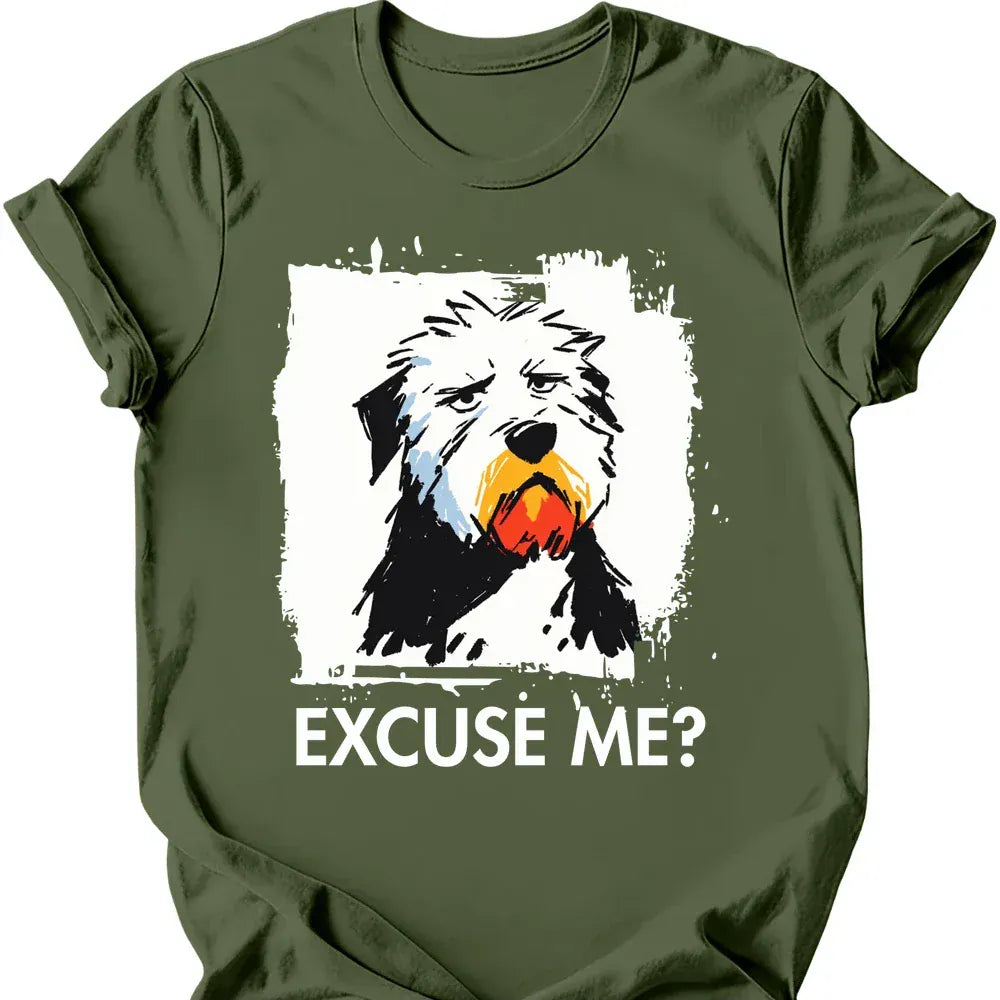 Old English Sheepdog excuse me tee military green