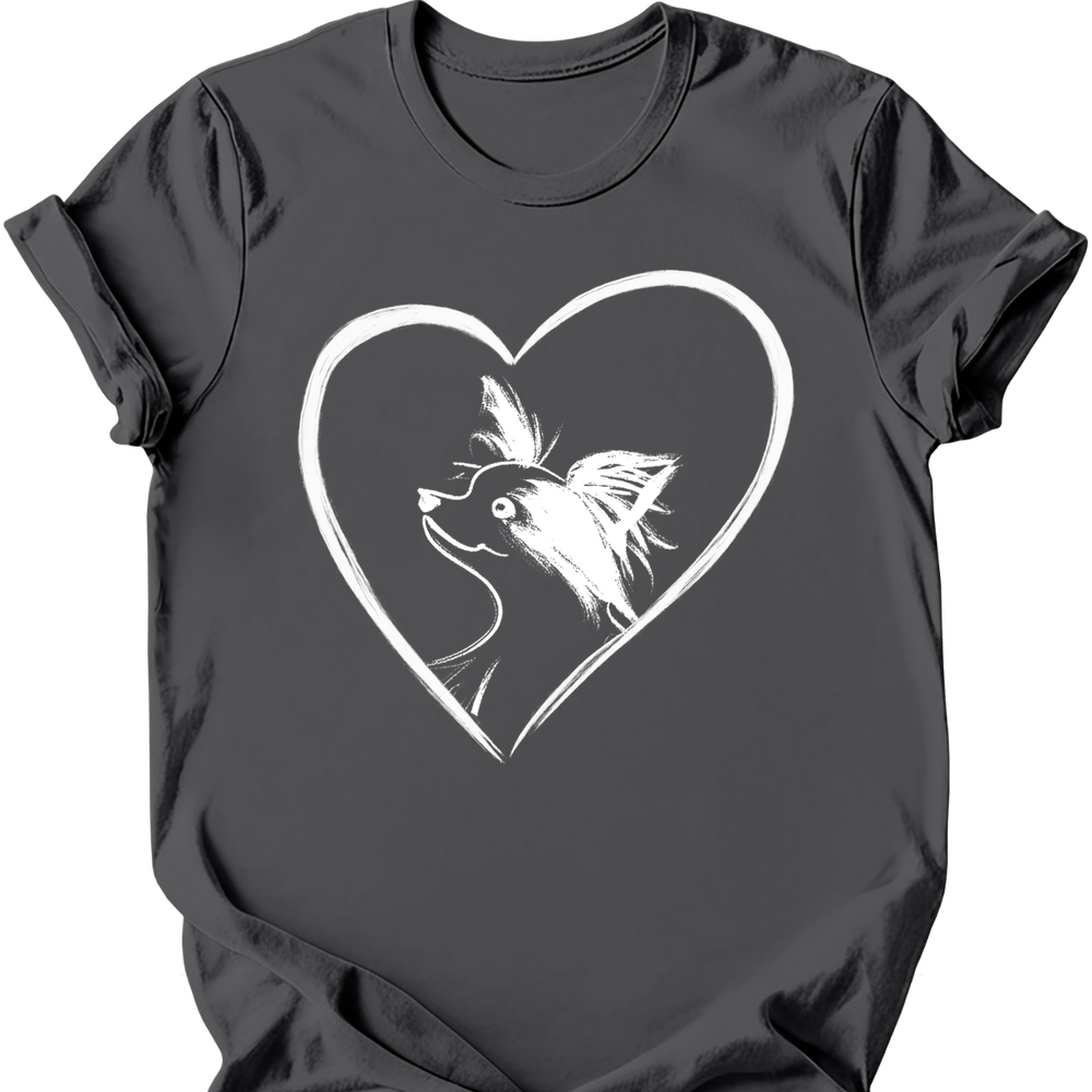 Papillon heart dog tee charcoal