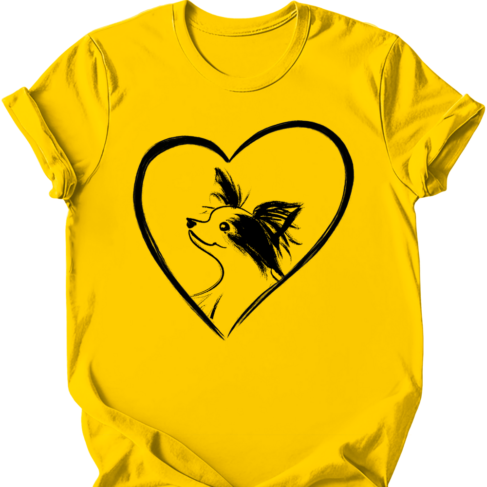 Papillon heart dog tee daisy