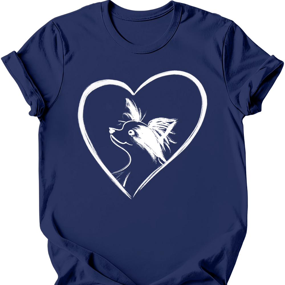 Papillon heart dog tee navy