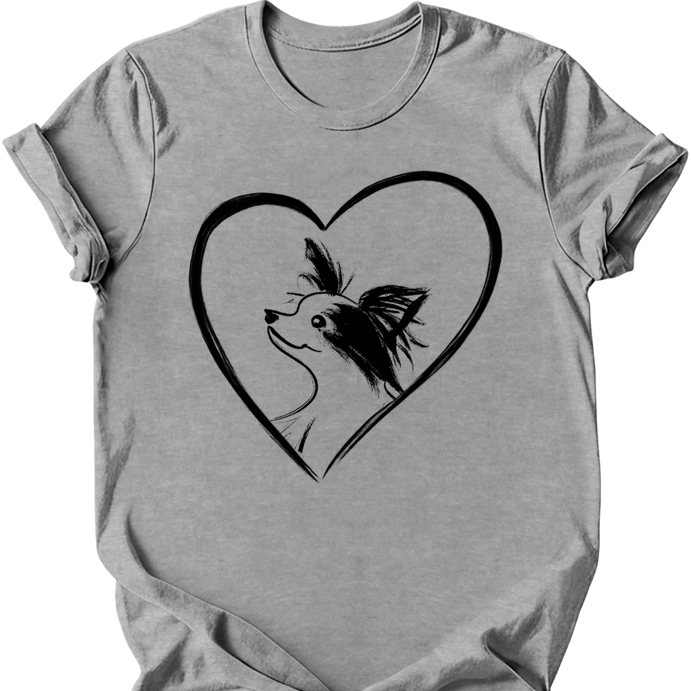 Papillon heart dog tee sport grey