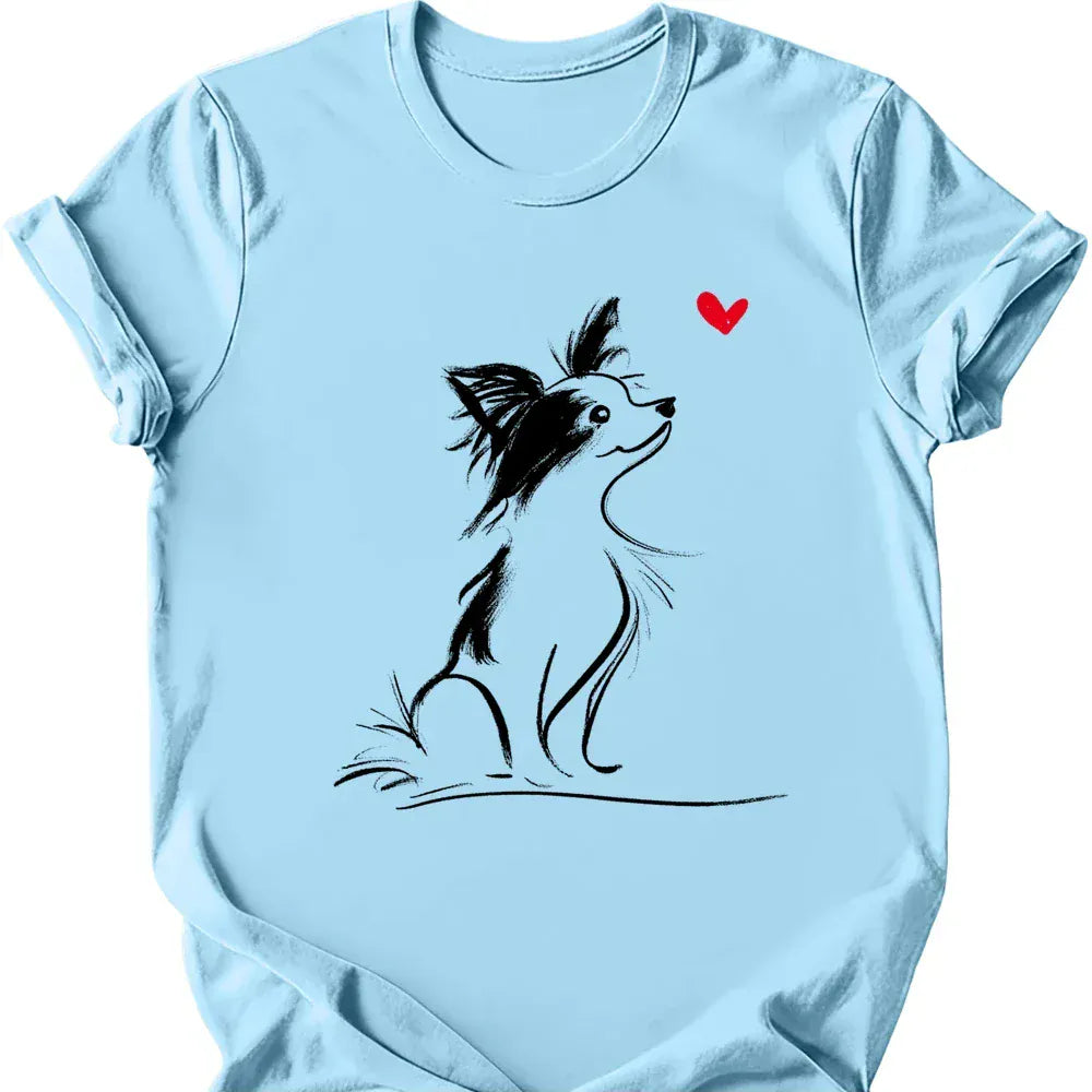 Papillon sketch tee light blue